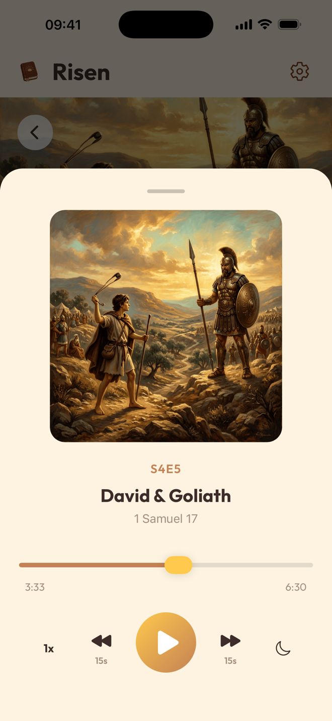 Risen playing the story of David & Goliath